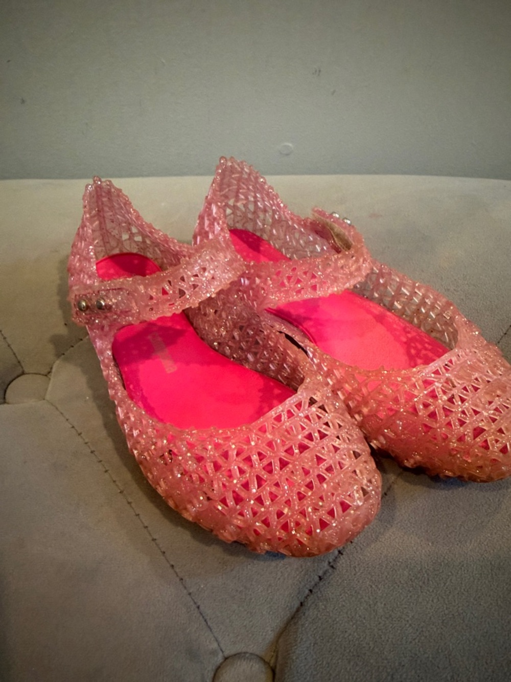 Mini Melissa Girls Pink Jelly Mary Jane Shoes - Picture 6 of 10